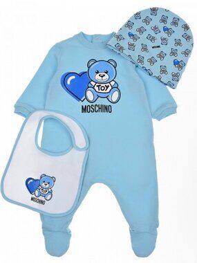 Moschino Baby Bodysuit Set With Hat And Bib - Size 1-3 M